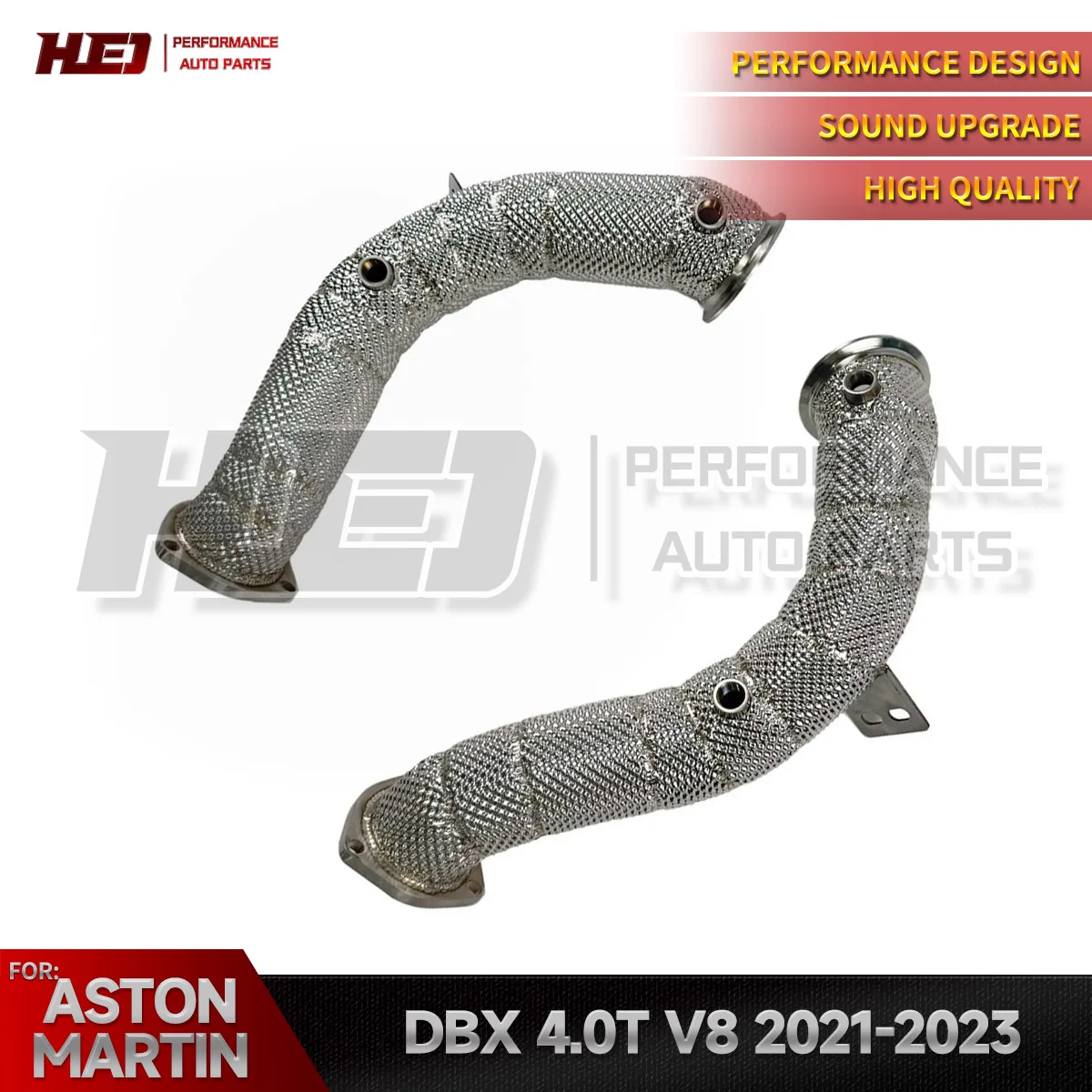 Stainless Steel Downpipe Exhaust Pipes with Heat Shield for Aston Martin DBX 4.0T 2021-2023 Release Twin-turbo Power Downpipe