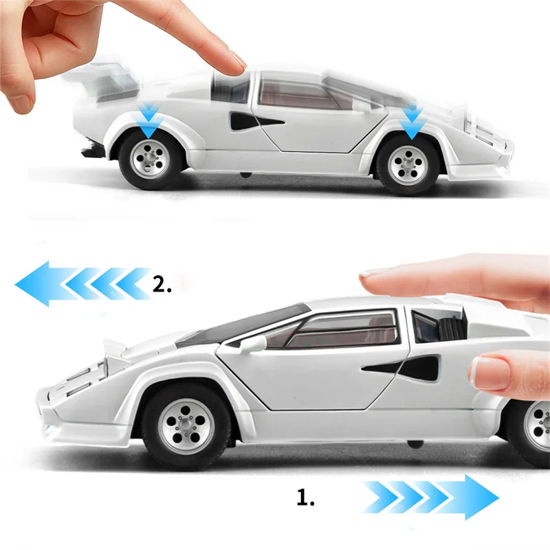 1:32 Countach LP5000s Legering Sportwagen Model Diecasts Metal Track Racewagen Voertuigen Model Simulatie Geluid Licht Kinderen Speelgoed Gift