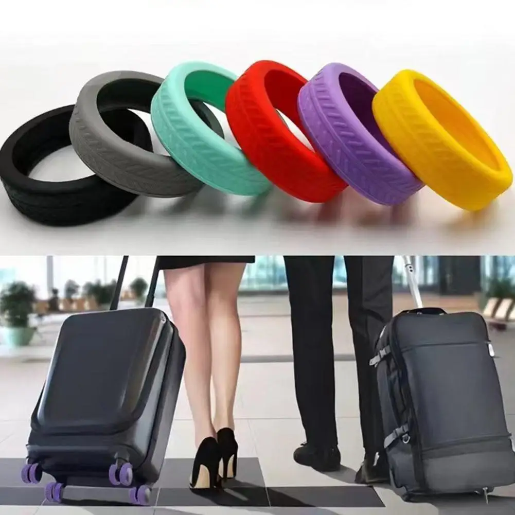 4pcs/Set Luggage Wheel Cover Trolley Casters Replacement Rubber Sleeves Anti Slip Silent Shockproof Protective Silicone Sleeves