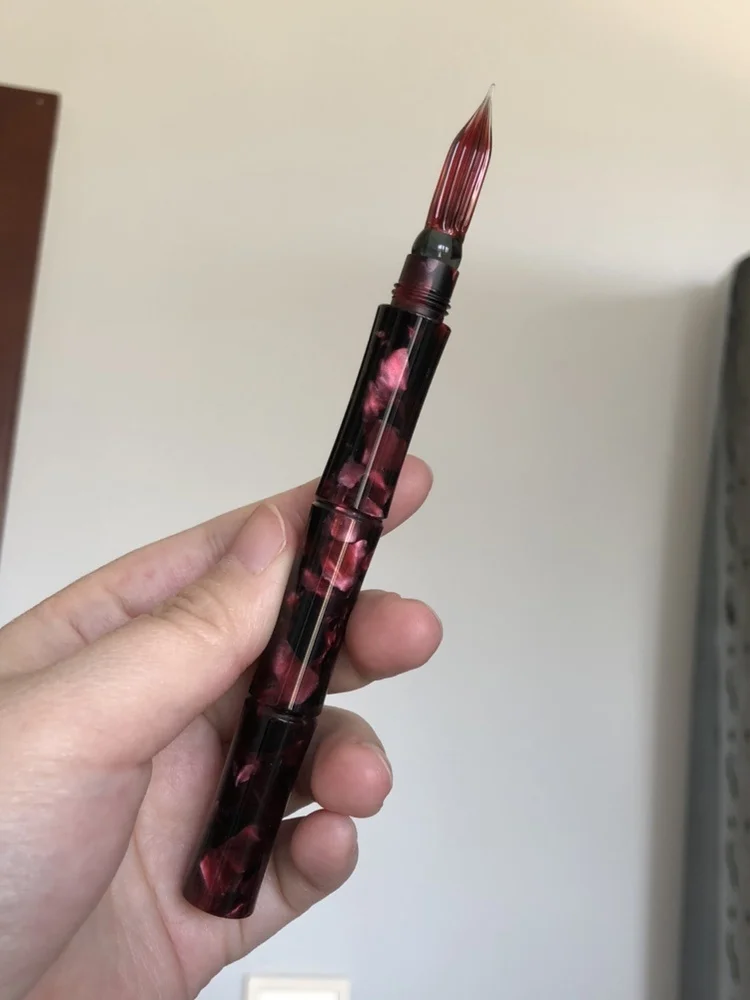 2023 Under The Snow/Blood War Handmade Glass  Dip Pen Celluloid Color Ink Test INS