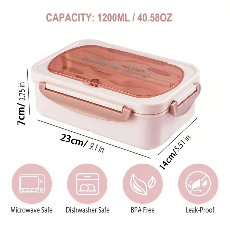 3pcs/1pc Bento Box Adult Lunch Box, Containers For Adults Men Women With 3 Compartments, Lunchable Food Container Back To School view 3
