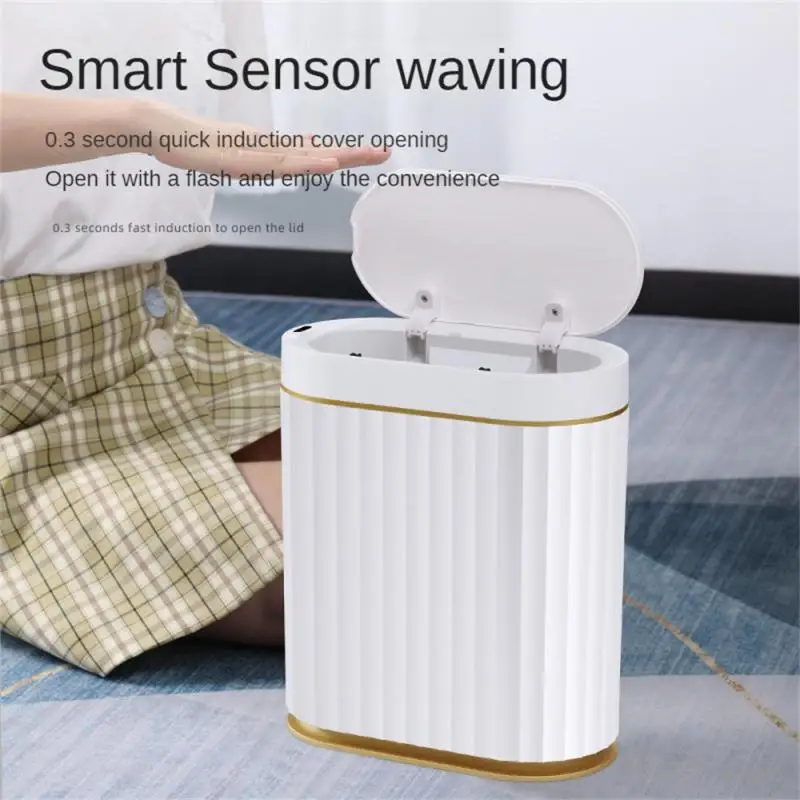 

7L Smart Sensor Trash Can For Kitchen Garbage Tin For Bathroom Light Luxury Family Living Room Cracks Trash Bin Cubo Basura