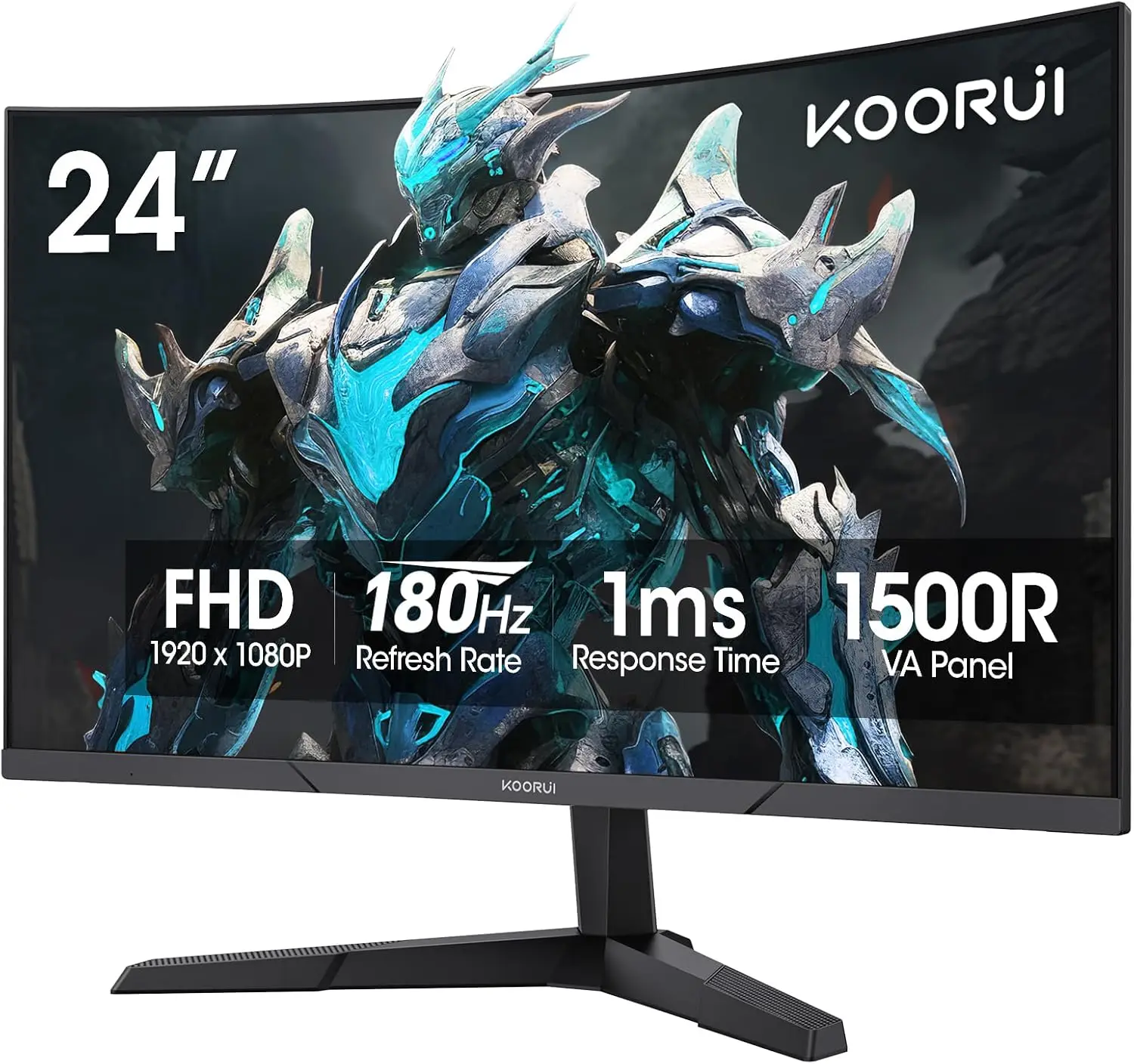 

24-дюймовый изогнутый игровой монитор 180 Гц FHD 1080P, 1 мс, 1500R, Adaptive Sync, FreeSync Premium, HDMI и DP