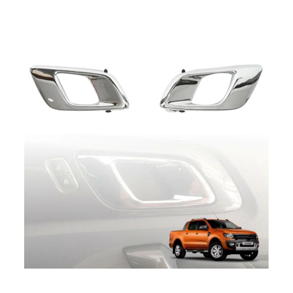 Inner Door Inner Handle para Ford Ranger Wildtrak, Chrome Montagem de porta de mão, Hi-Rider 2012-2018, AB3921970AB