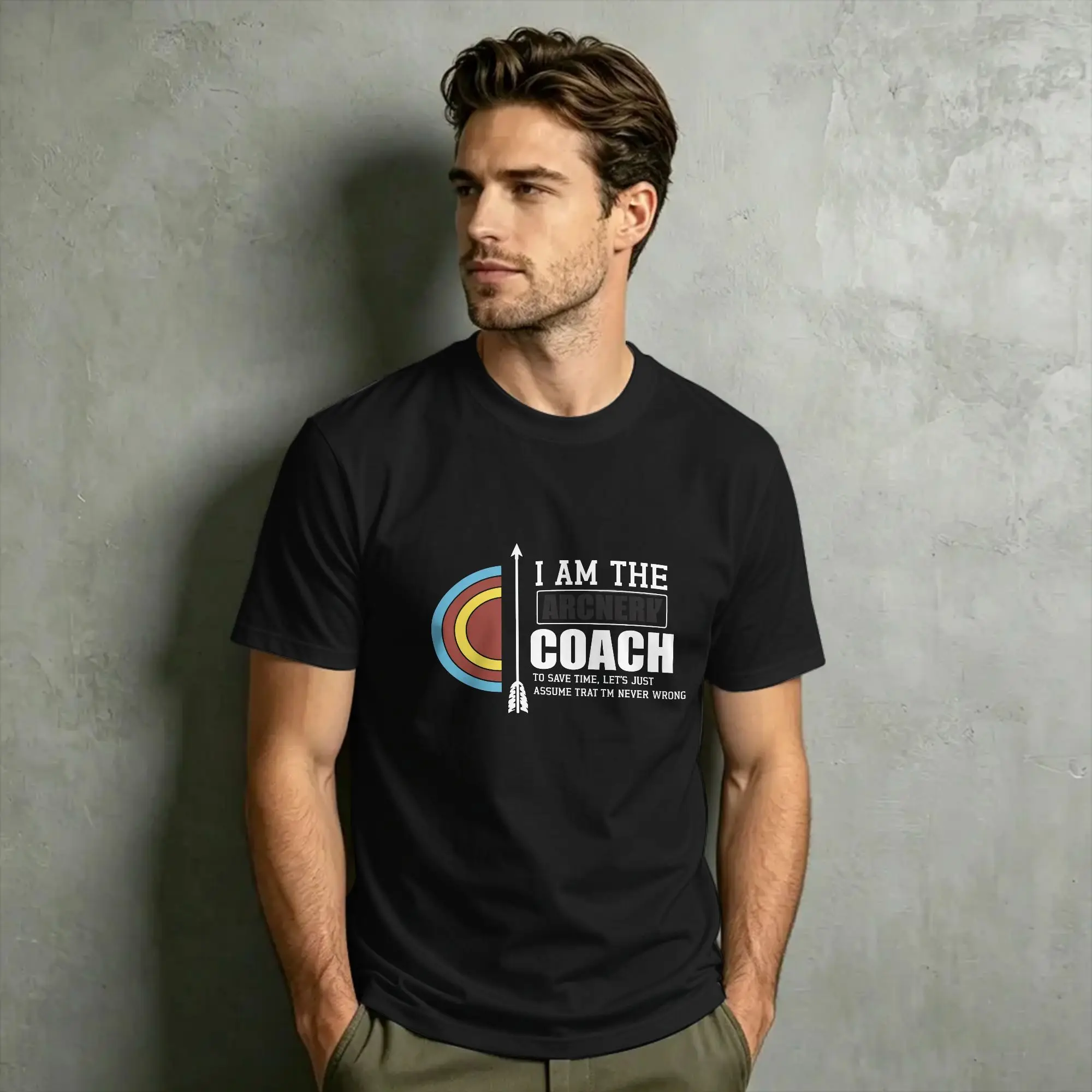 I Am The Archery Coach Cotton T Shirt For Male Summer  Street Style T Shirts O Neck Hip Hop Tee Shirt Oversize Wholesale Tops
