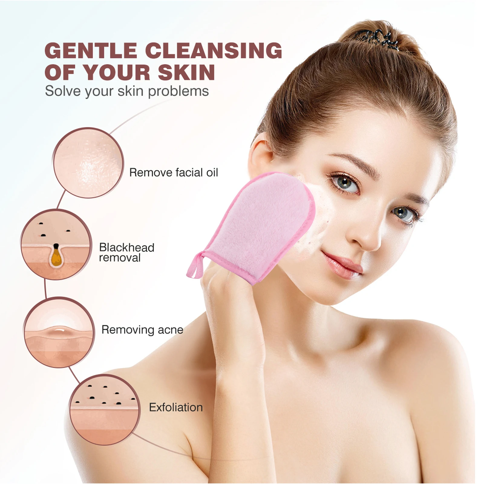 

4pcs Facial Cleansing Gloves Soft Material Makeup Remover Reusable Easy Clean Safe Suitable Most Skin Harmless Powder Cleanser