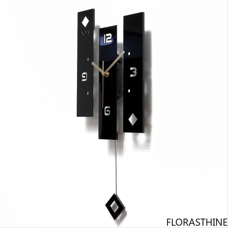 Black Acrylic Creative Swing Wall Clock Living Bedroom Room Silent Home Fashion Clock