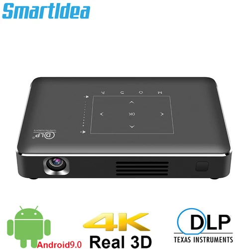 Smartldea 미니 4K 3D 프로젝터, 안드로이드 9.0 듀얼 2.4G 5G 와이파이, BT4.1 스마트 프로젝터, 풀 HD 1080p 비디오 게임 비머, SBS TNB 3D 