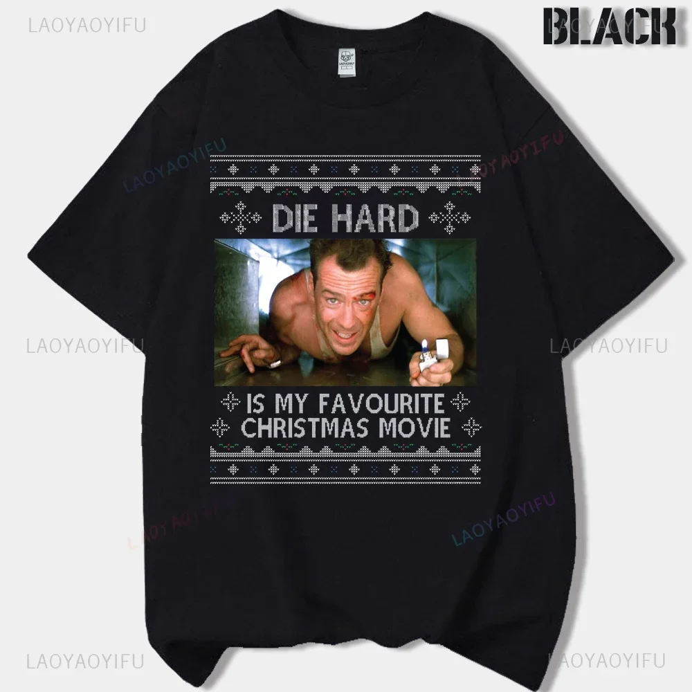 Film Tshirt Die Hard Movie Christmas Party 1988 Bruce Willis Man Vintage TShirt Męski 90s Retro T Shirt Odzież Męska Ropa Hombre