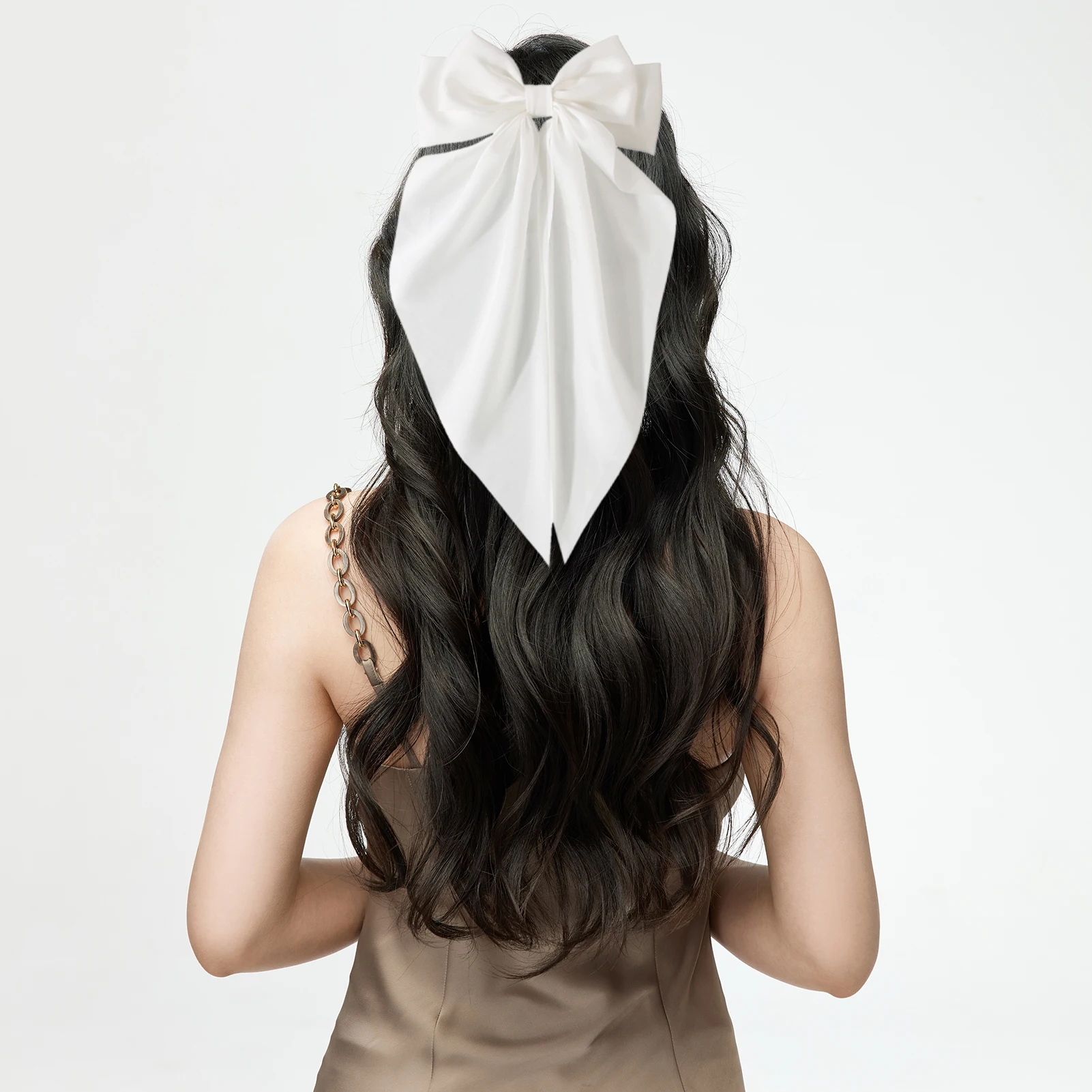 Neue Einfarbig Bowknot Band Haar Clip Frauen Große Bowknot Barrettes Mädchen Pferdeschwanz Clip Stirnband Haar Zubehör Geschenke – Detail 2
