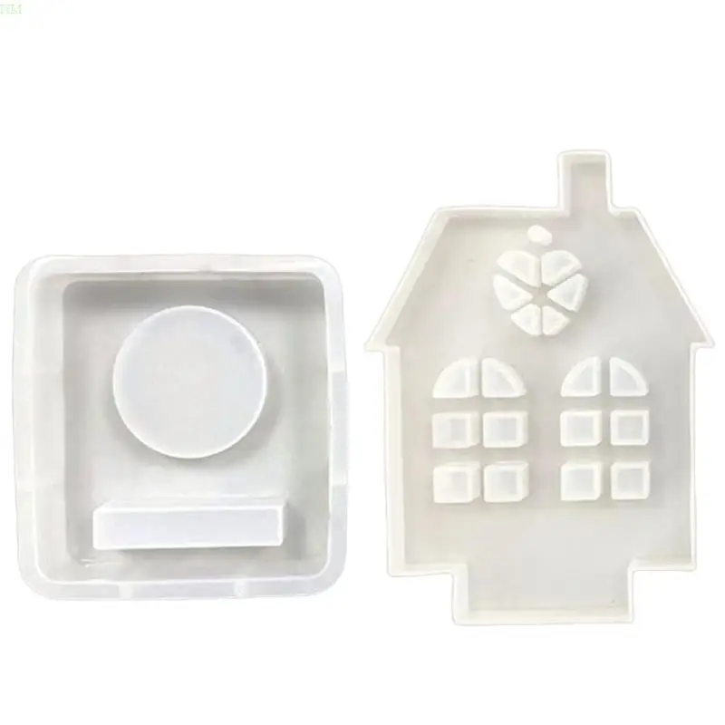 Gypsum Candlestick Silicone Mold Base Mould Hollow out House Holder Mold Ornaments Home Decorations Mould NM