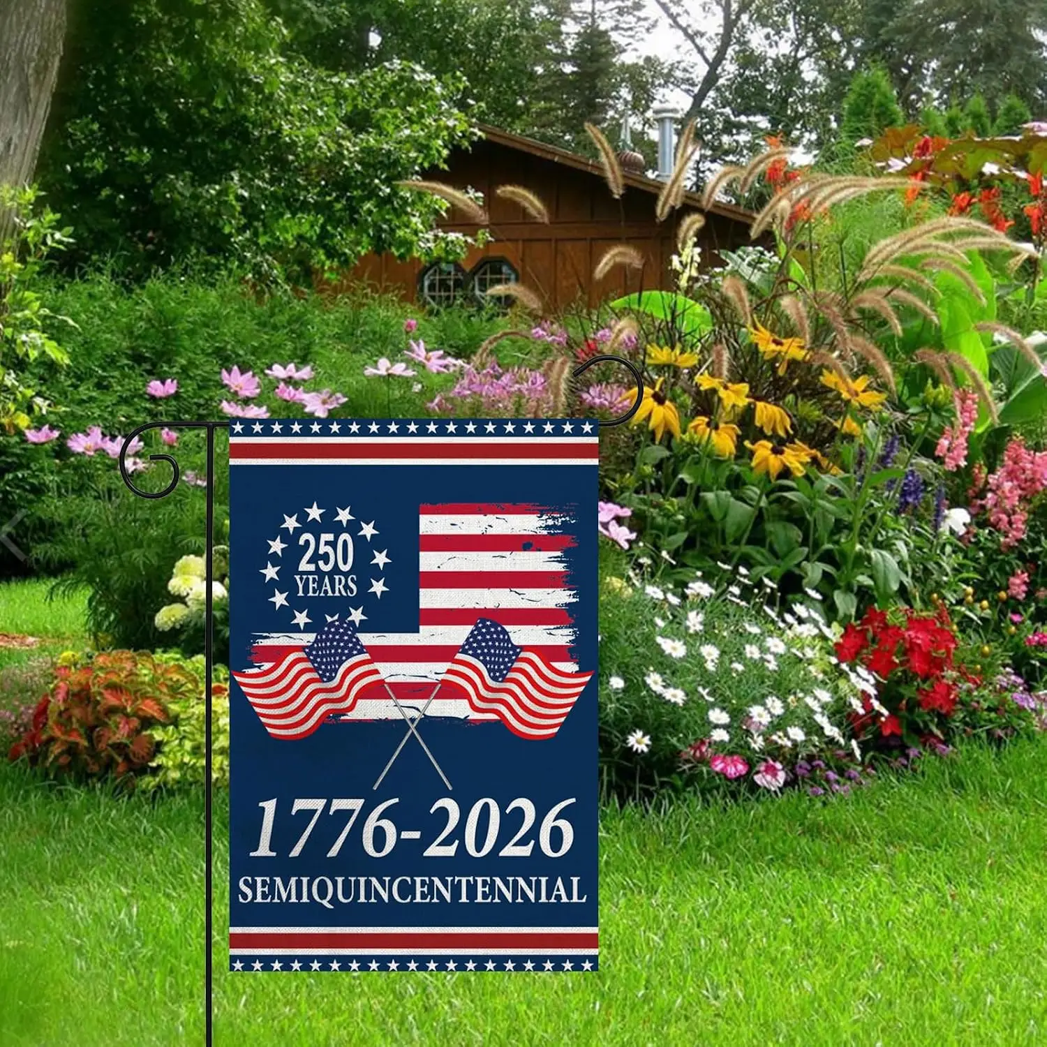 250th Anniversary USA 1776-2026 Garden Flag 12x18 Inch Double Sided Banner Patriotic Freedom Yard Sign 4th of July Yard Gard MMZ