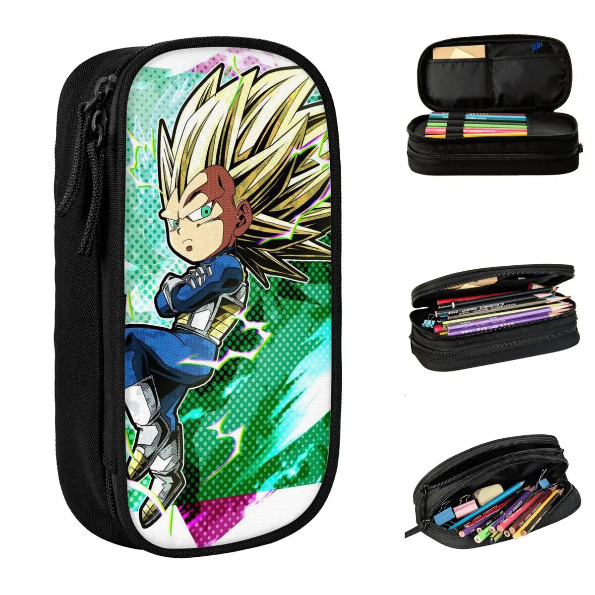 

Пенал Dragon Ball Super Saiyan SSJ4, сумка для ручек, коробка для карандашей, вместительная сумка для школьников, пенал на молнии для учеников, школьные принадлежности