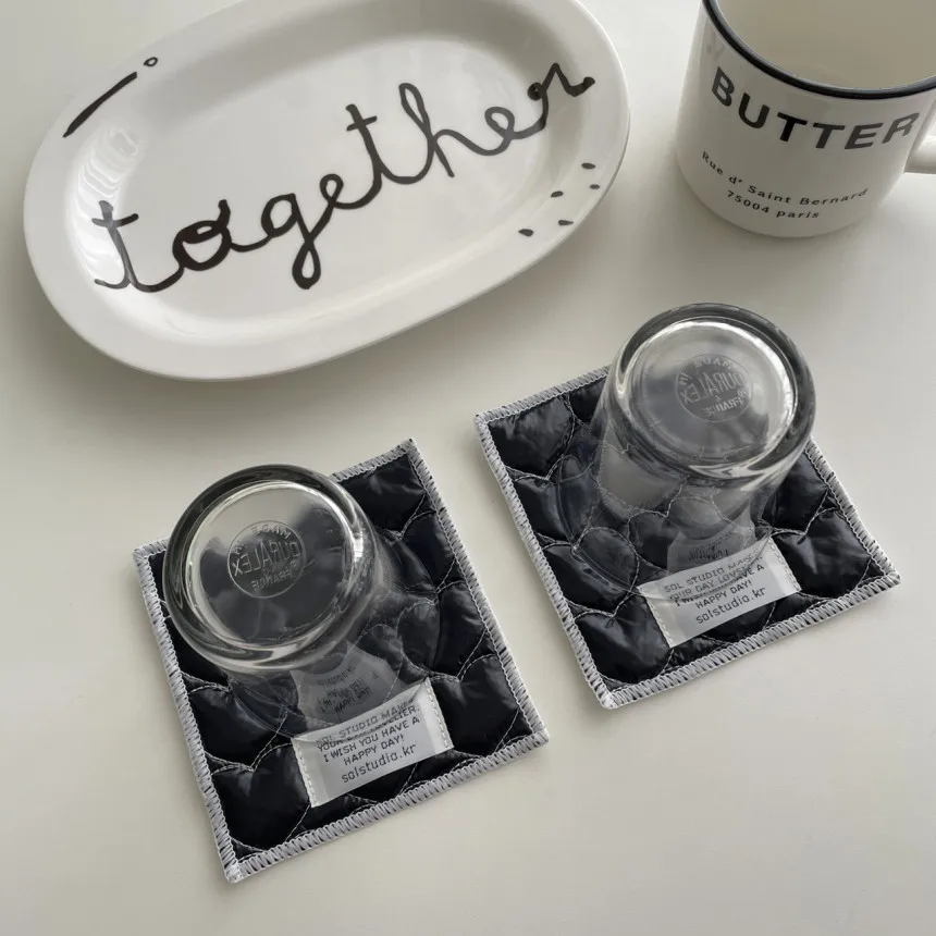 Tableware Cup Coaster Square Heat Cotton-Padded Coasters Home Photography Props Mats Table Decoration Placemats