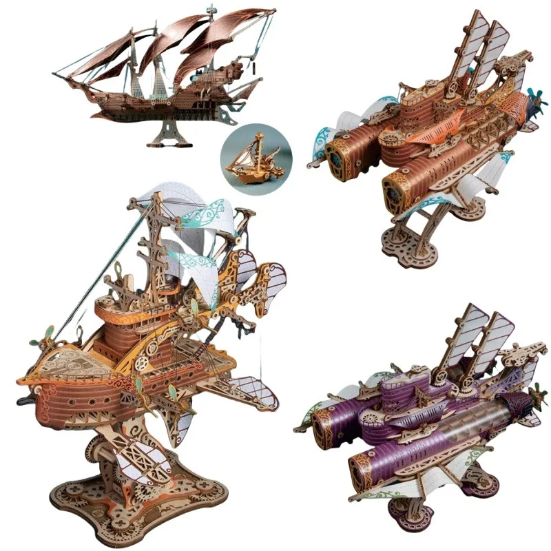 

DIY for Kids Handmade Model Three-dimensional Handmade Toys Steampunk Airship Model Submarine Woodwork Holiday Gifts Perimeter