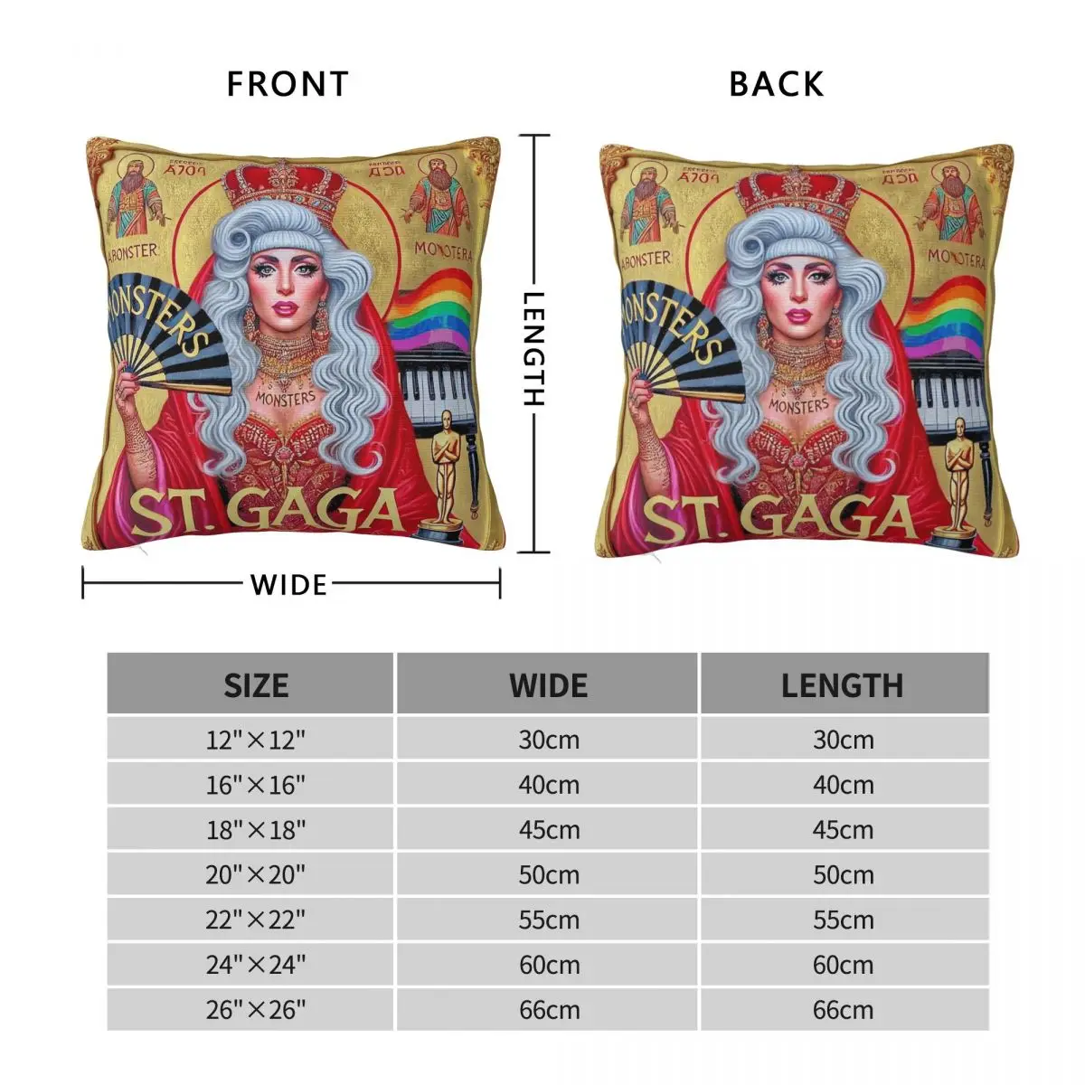 Saint Lady Gaga Square Pillowcase Polyester Linen Velvet Creative Zip Decor Throw Pillow Case Bed Cushion Cover 45x45
