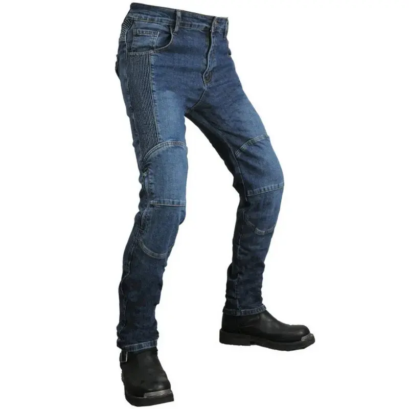 دراجة نارية ارتداء مقاومة ركوب السراويل مرونة عالية سوبر سليم موتوكروس حماية الجينز الذكور فارس موضة بناطيل كاجوال #2