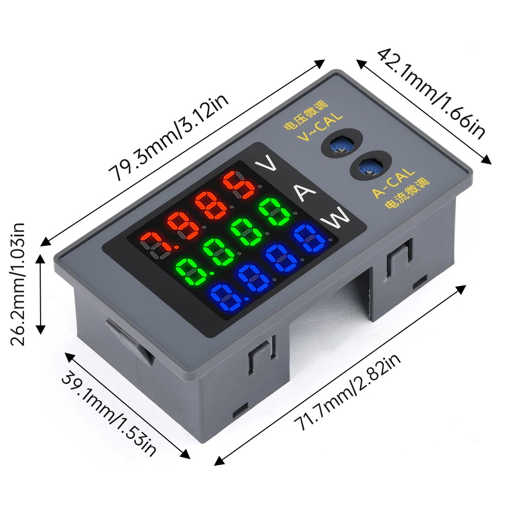 DC 0-100V 10A 1000W Voltage Current Power Meter Detector Tester 4Bit LED Digital Voltmeter Ammeter Wattmeter DC730