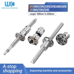 1PC Ball Screw DFU2005/2505/3205/3210/4005/4010/SFI2005/2505/3205 1200-2550mm+Double Nut/SFI Nut+End Machined CNC Router
