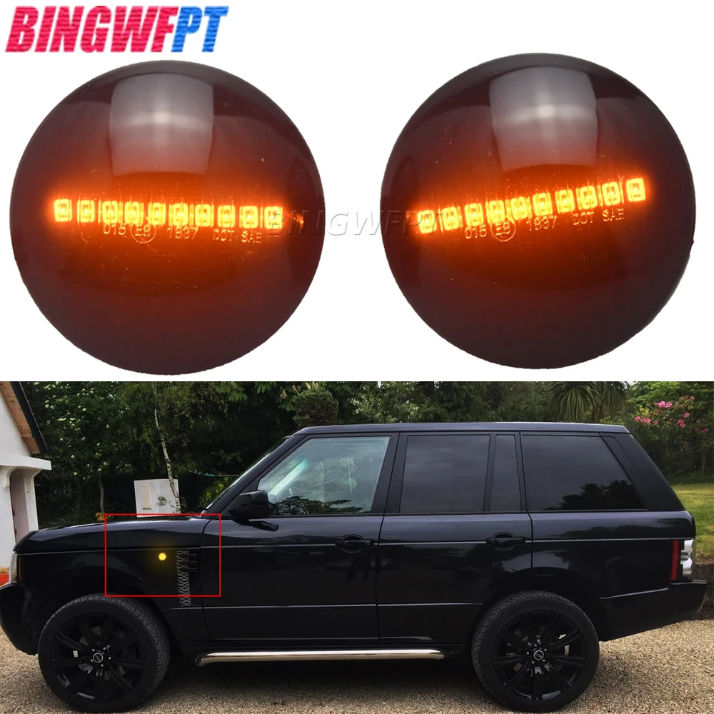 2Pieces For Land Range Rover L322 2002-2012 Dynamic LED Turn Signal Side Marker Light Repeater Sequential Flasher Blinker Lamp