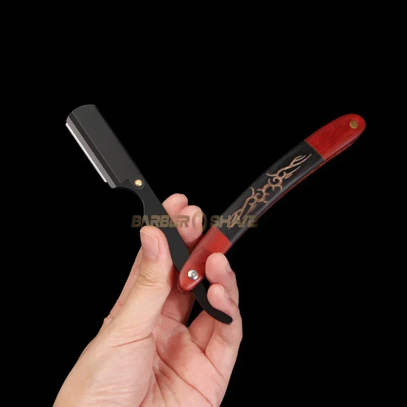NEW Style Professional Manual Shaving Razor Men Red Acid Twig Wood Classic Knife Holder Folding Razor Holder Barber Accessories