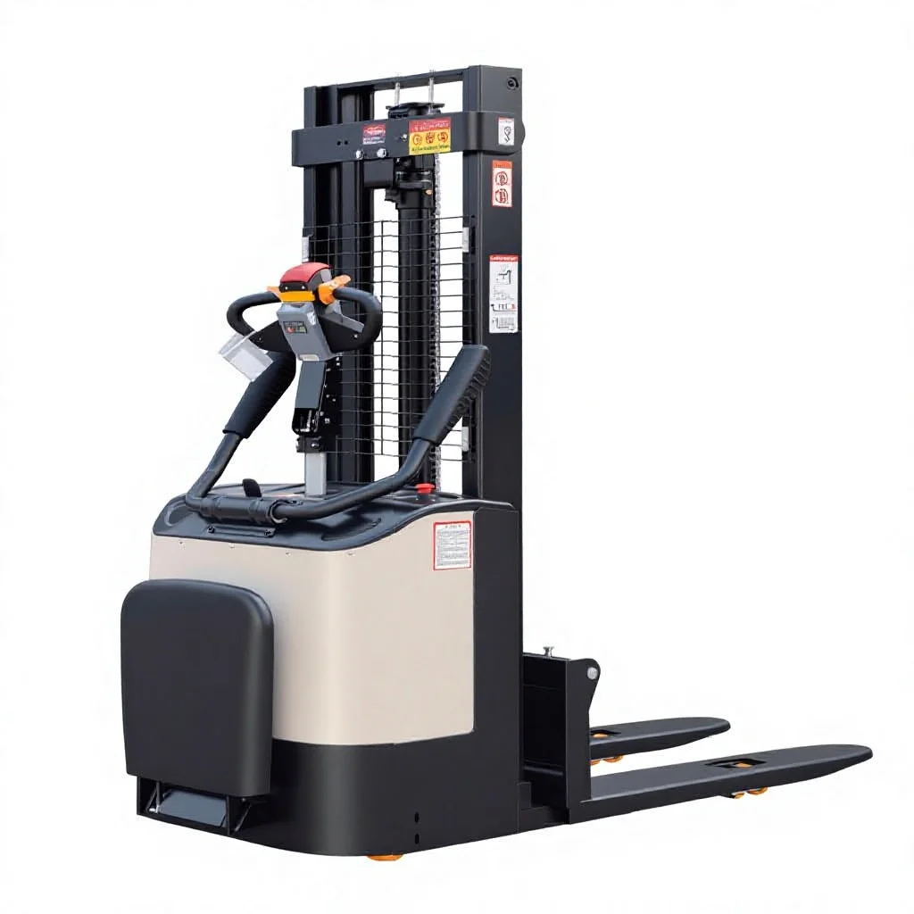 Narrow Aisle Cargo Stacker 1Ton Electric Stacker Full Electric Pallet Lifter 1.6m Lift Factory Transport Tool