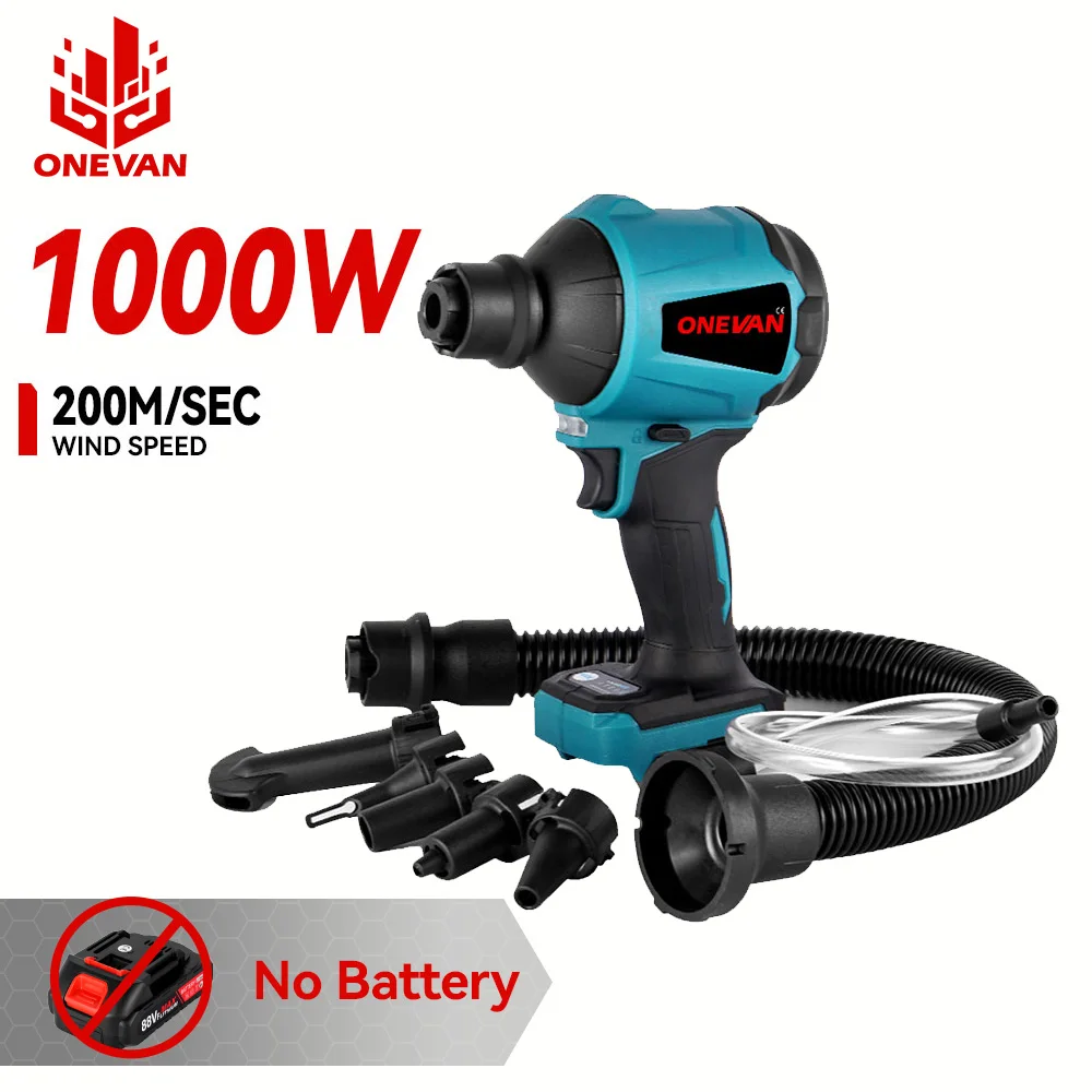 

ONEVAN 40000RPM Cordless Dust Blower 8in1 1000W Electric Air blower Home Diy Multi-purpose Power Tool For Makita 18V Battery Pin