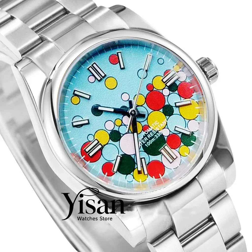 

36mm39mm Polished Round Case Oyster Bracelet Watch For Men Blue Dial NH35 Automatic Movement Glide Lock Clasp Sapphire Glass