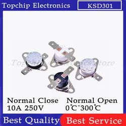 2pcs KSD301 0C-350C Degree 10A 250V Normally Closed Open Temperature Switch Thermostat 45C 85C 95C 105C 110C 150C 180C Degree