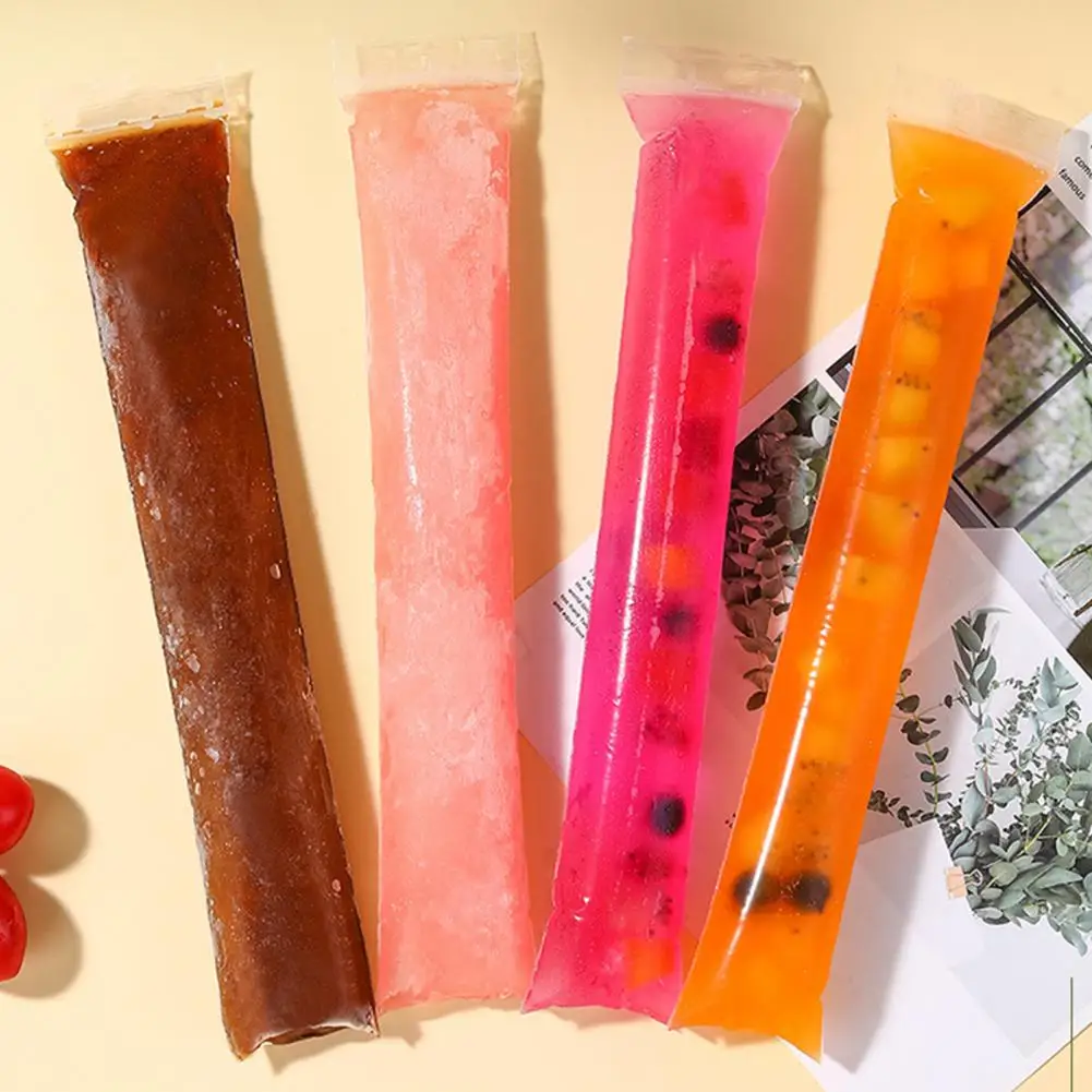 100Pcs DIY Bags with Funnel Zip Seal Food-Grade PP Ice Pop Molds Easy Fill Milkshake Freezer Bags for Fruit Smoothie Freezer Bag