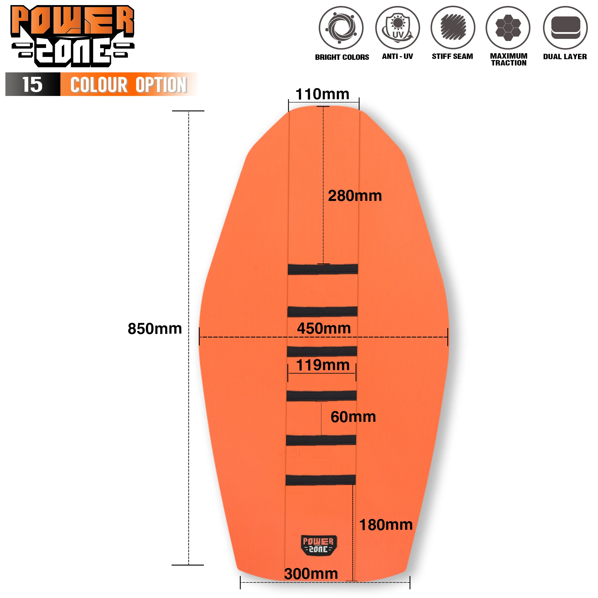 Powerzone Rib Ribbed Gripper Seat Cover in Waterproof Set Protection Antislip Upset Apply to For SXF EXC KXF CRF YZF WR TC TE 02