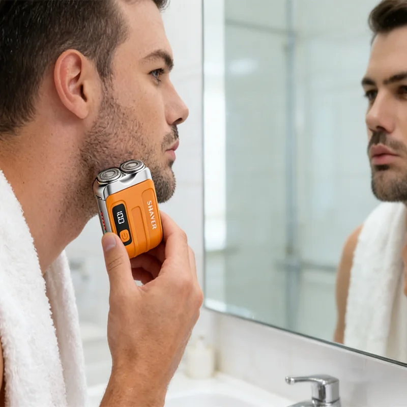 New Portable Electric Shaver High Speed Powerful Rechargeable Dual Blades Digital Display Mini Travel Beard Trimming Razer