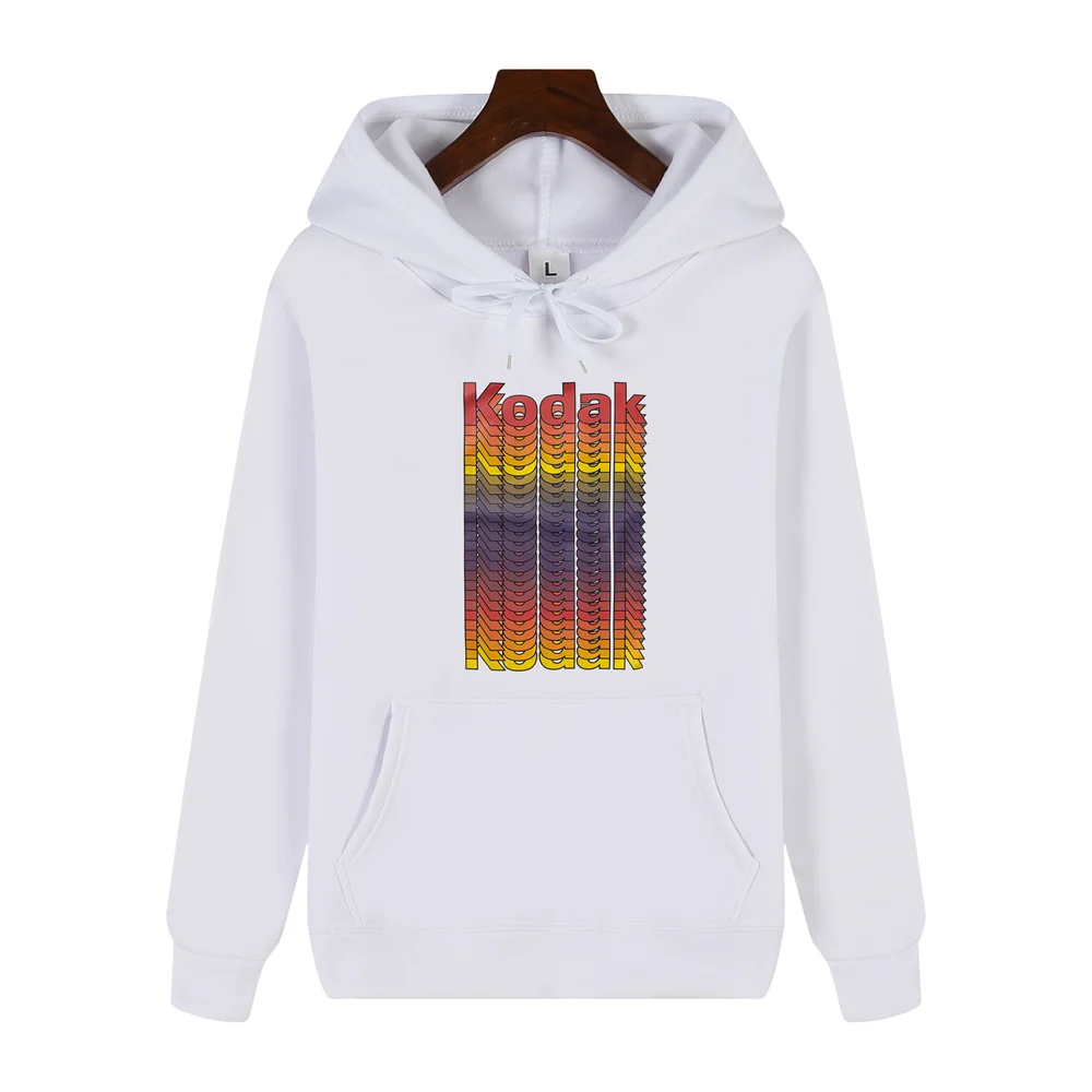 

Спортивная рубашка с капюшоном и длинными рукавами с принтом в стиле ретро Kodak 2026 — повседневная спортивная одежда, свободная и удобная одежда.