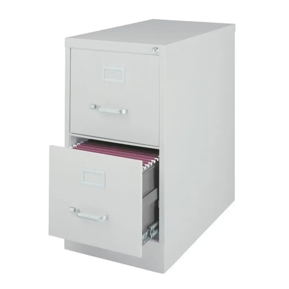 25in Deep Metal 2 Drawer Letter Width Vertical File Cabinet Light Gray, Customized