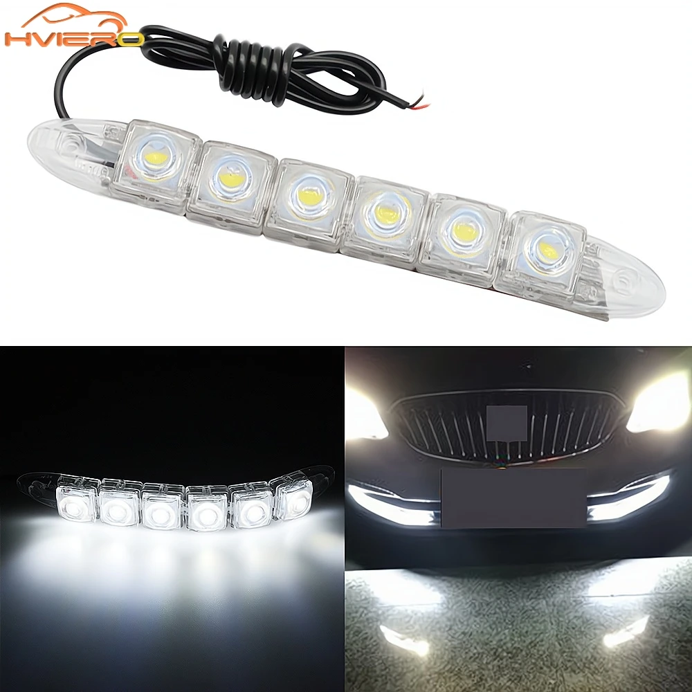 

1pcs Car Led Daytime Running Light Flexible DRL 6LED White Waterproof Auto Driving Fog Bulb Parking Turn Signal Lamps Headlight