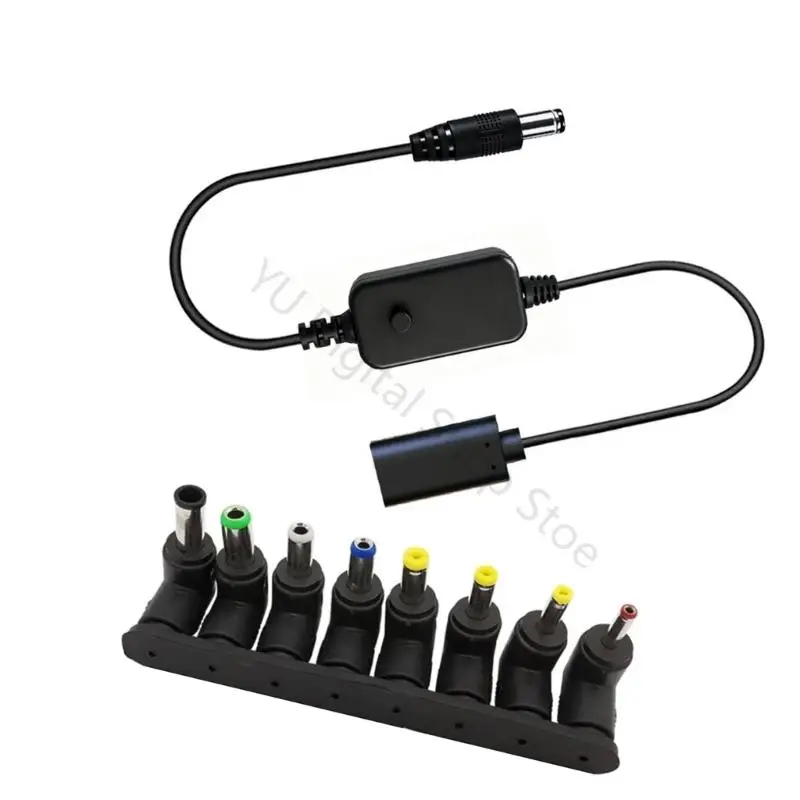 96BA 40 USB C Female to DC5525 Power Cable 5V-20V with Push Button and Round Tip for Work Table Equipment Power Routing Use in