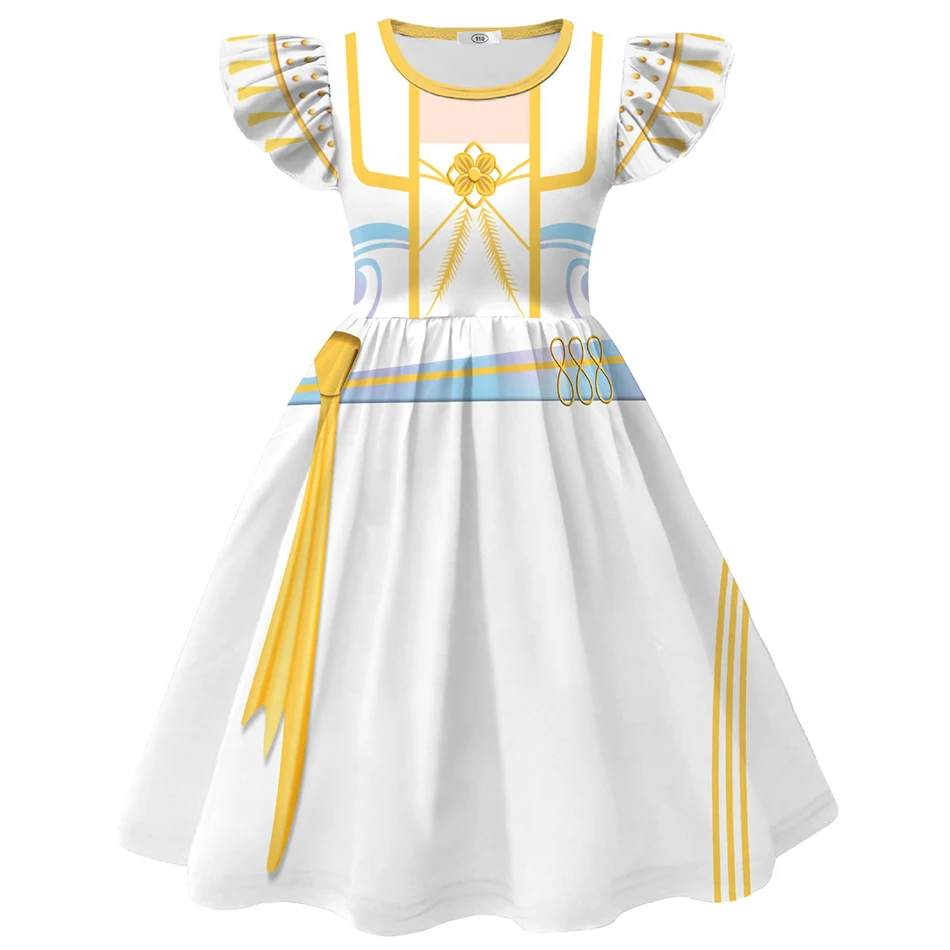 فستان الأميرة التنكري من Fantasy Witch Hunter للفتيات بأكمام مرفرفة، فستان حريري لحفلات Kpop، زي عرض مسرحي للعطلات