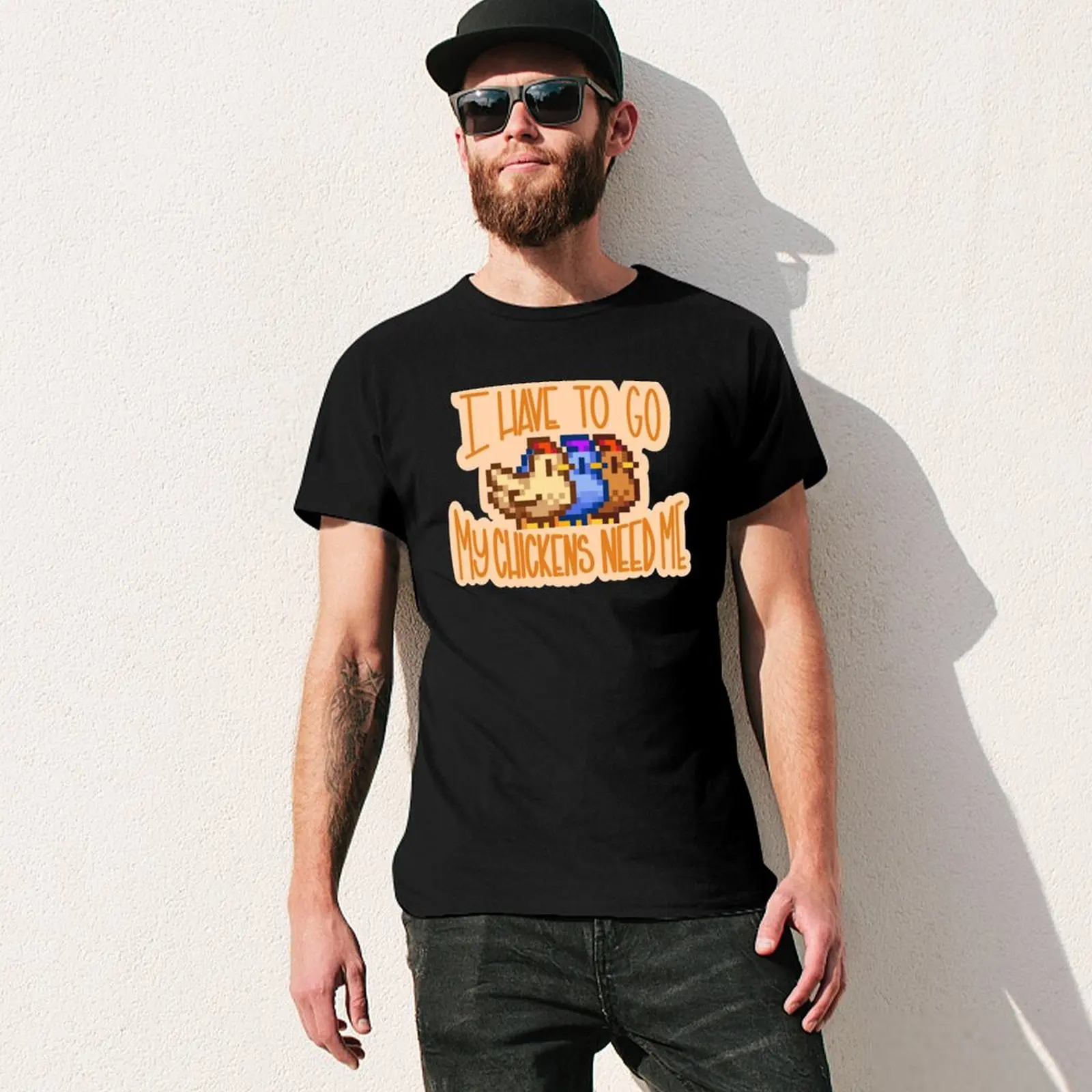 Stardew Valley chickens T-Shirt Basic Plain Short Sleeve Crew Neck Tee view 3