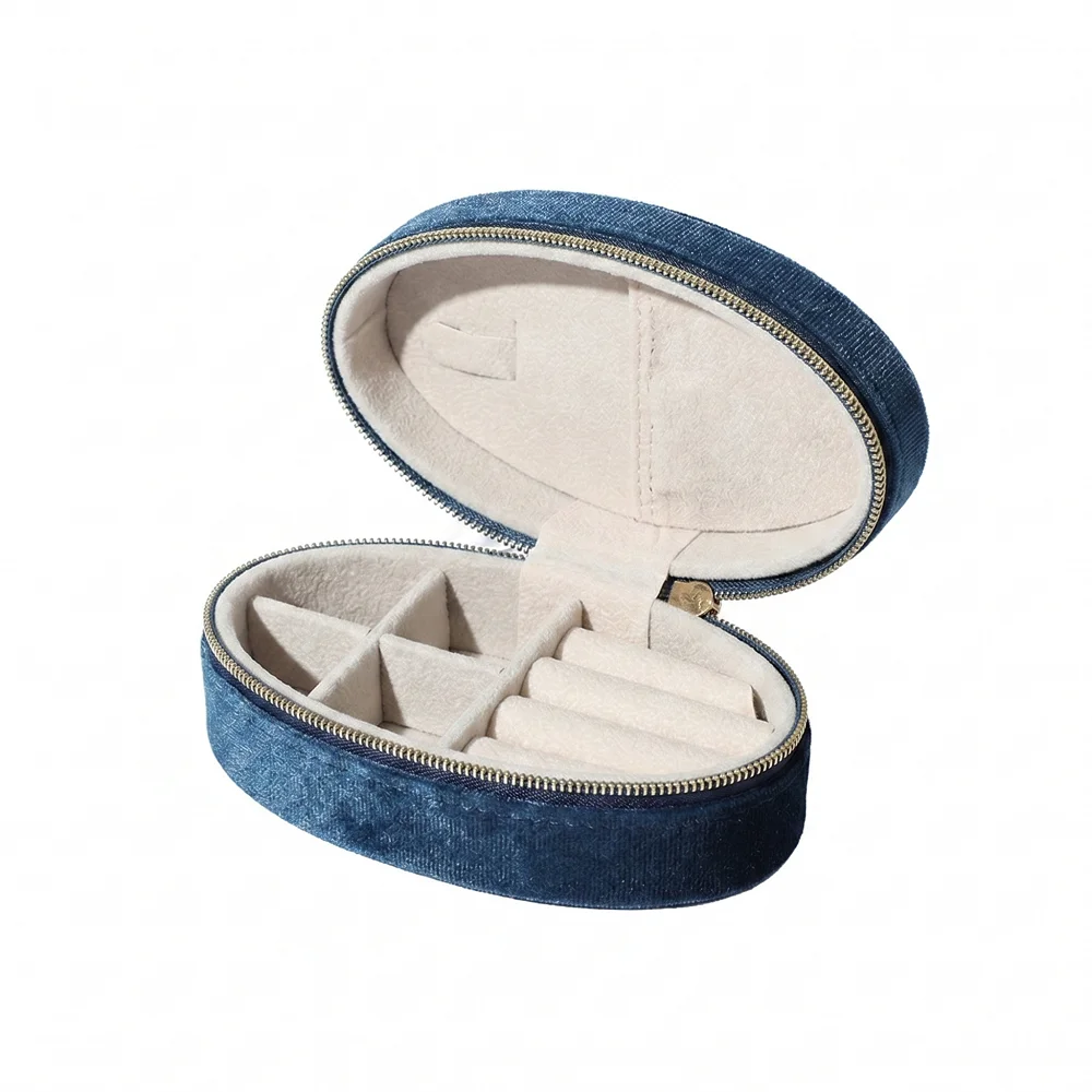 Travel Jewelry Organizer, Soft Plush Velvet Jewelry Box with Zipper for Women, Small Portable Storage Case for Rings Earrings