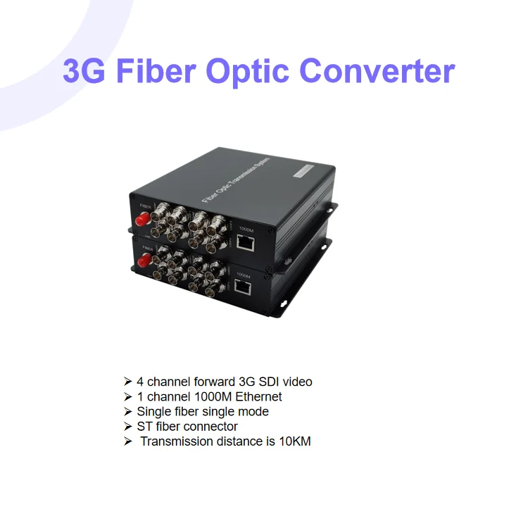 

ST Fiber to 4-Channel 3G SDI Converter with 1000M Network Transmission Equipemt