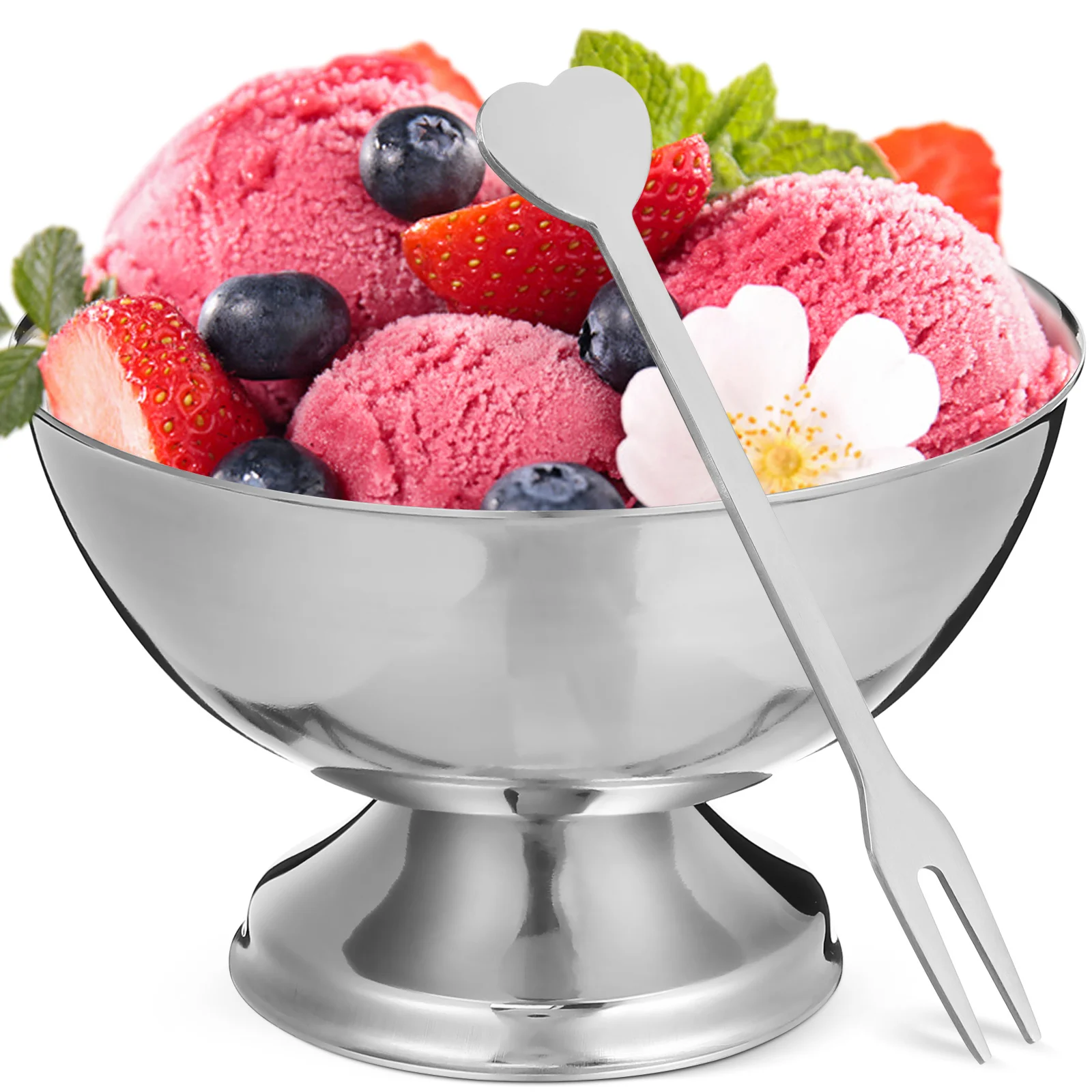 1 قطعة كوب سلطة الفولاذ المقاوم للصدأ 6.5 سنتيمتر وعاء الحلوى الآيس كريم الفاكهة تخزين حامل إمدادات المطبخ متعددة الأغراض كوب للطعام المنزلية #4