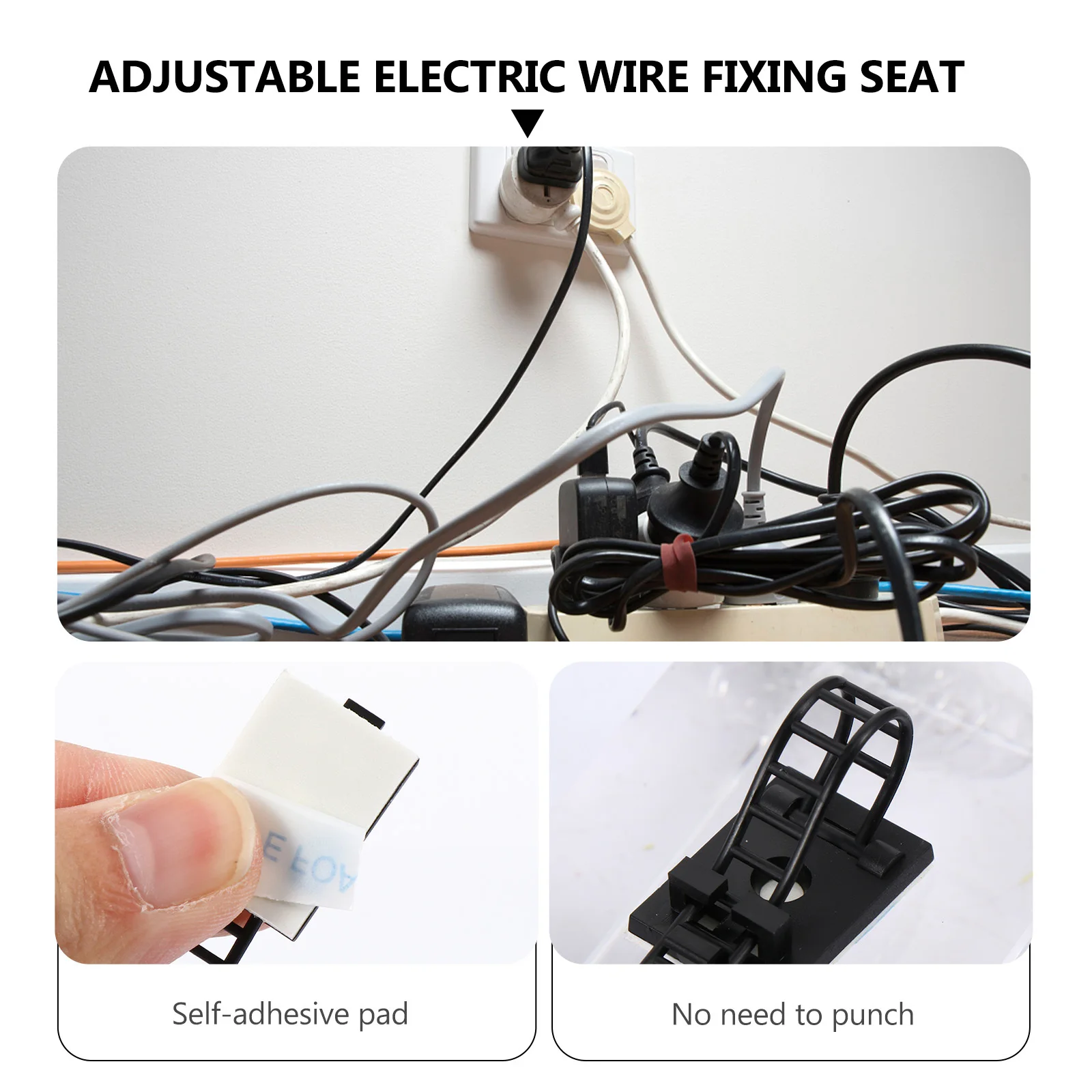 

50Pcs Sticky Cable Organizer Adjustable Self-Adhesive Nylon Cable Clips Wire Holders Cord Management Straps for Computer