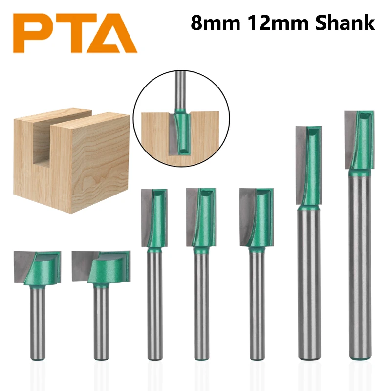 8MM 12MM Shank Cleaning Bottom Bit Green Router Bits Woodworking Milling Cutters for Wood Bit Face Mill Carbide Cutter End Mill