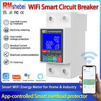 RMshebei wifi circuit breaker mcb 63A overvoltage protection relay 220v smart life Automatic switch tuya smart home energy meter