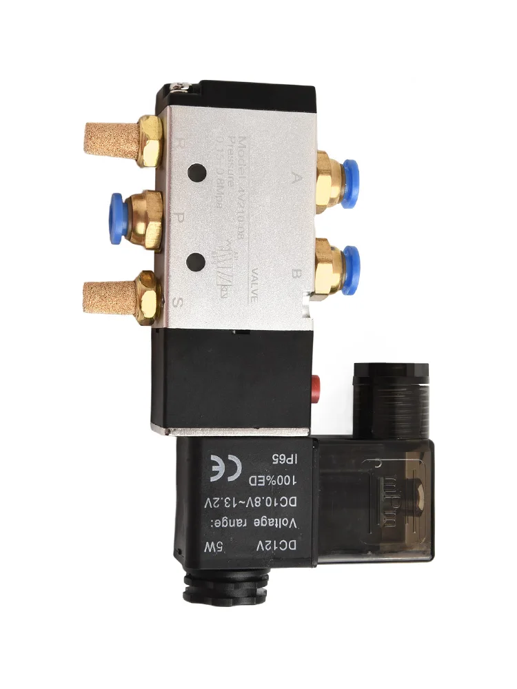 4V210-08 DC 12V Pneumatic Solenoid Valve 5 Port 2 Position Connector 12V 6mm Connectors Plugs Kit Electric Accessories