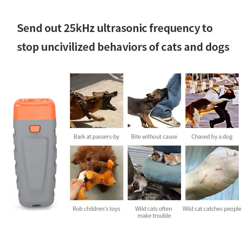 Handheld ultrasonic dog trainer, anti-barking dog trainer, LED flashing charging portable pet product