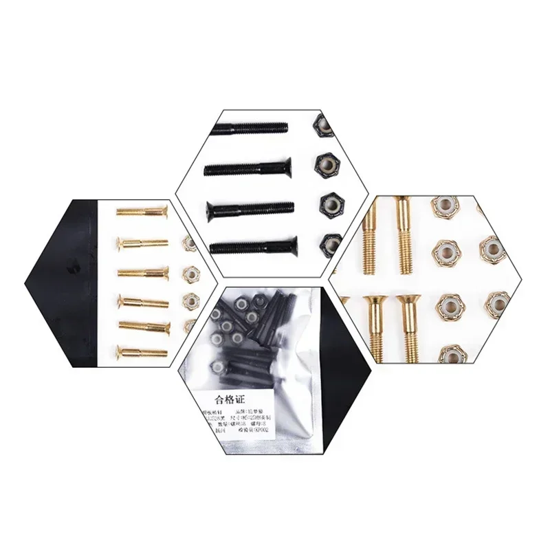 16 teile/satz Ersatz Schrauben + Muttern Vier-rädrigen Skateboard Longboard M5 * 25mm/28mm/30mm Medium Carbon Stahl Skateboard Zubehör