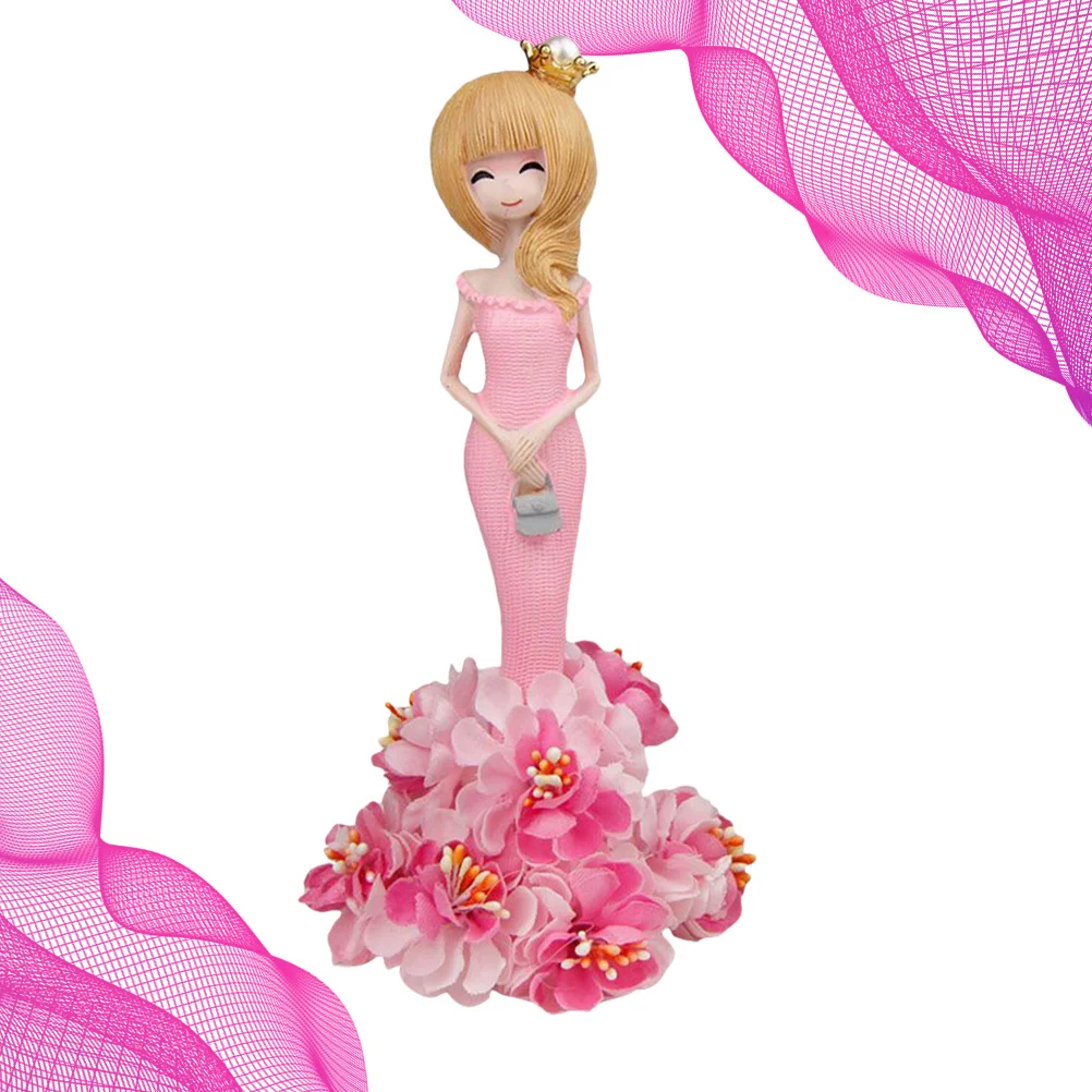 

Creative Princess Crown Resin Display Craftwork Pink Adorable Home Office Decoration Birthday Party Cake Ornament