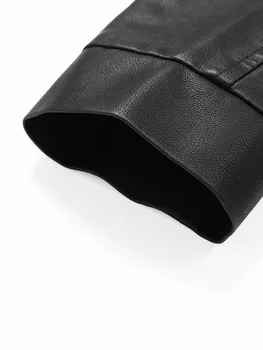 Men's Stand-Up Collar Leather Jacket, Simple and Versatile, Leather Material Gives a High-End Feel, Suitable for Office Commuting, Casual Gatherings with Friends, Autumn and Winter Styling, Street Wear, Leisure and Relaxation, Lightweight Outdoor Wear 4