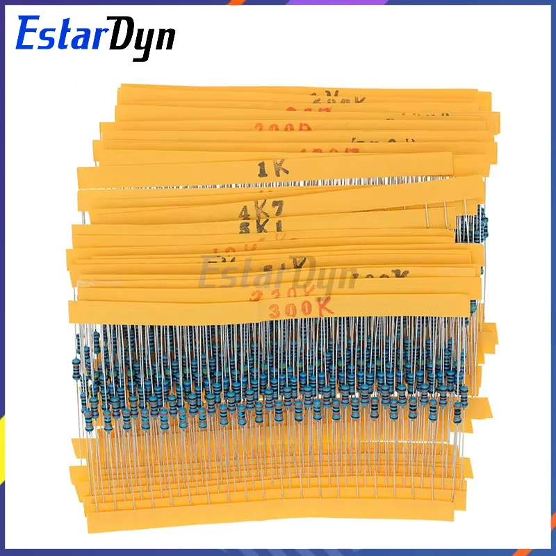 Estardyn 300/600pcs 1/4w Metal Film Resistor 30 Values Resistance Kit 10R-1M 0.25W 1% Resistors Set